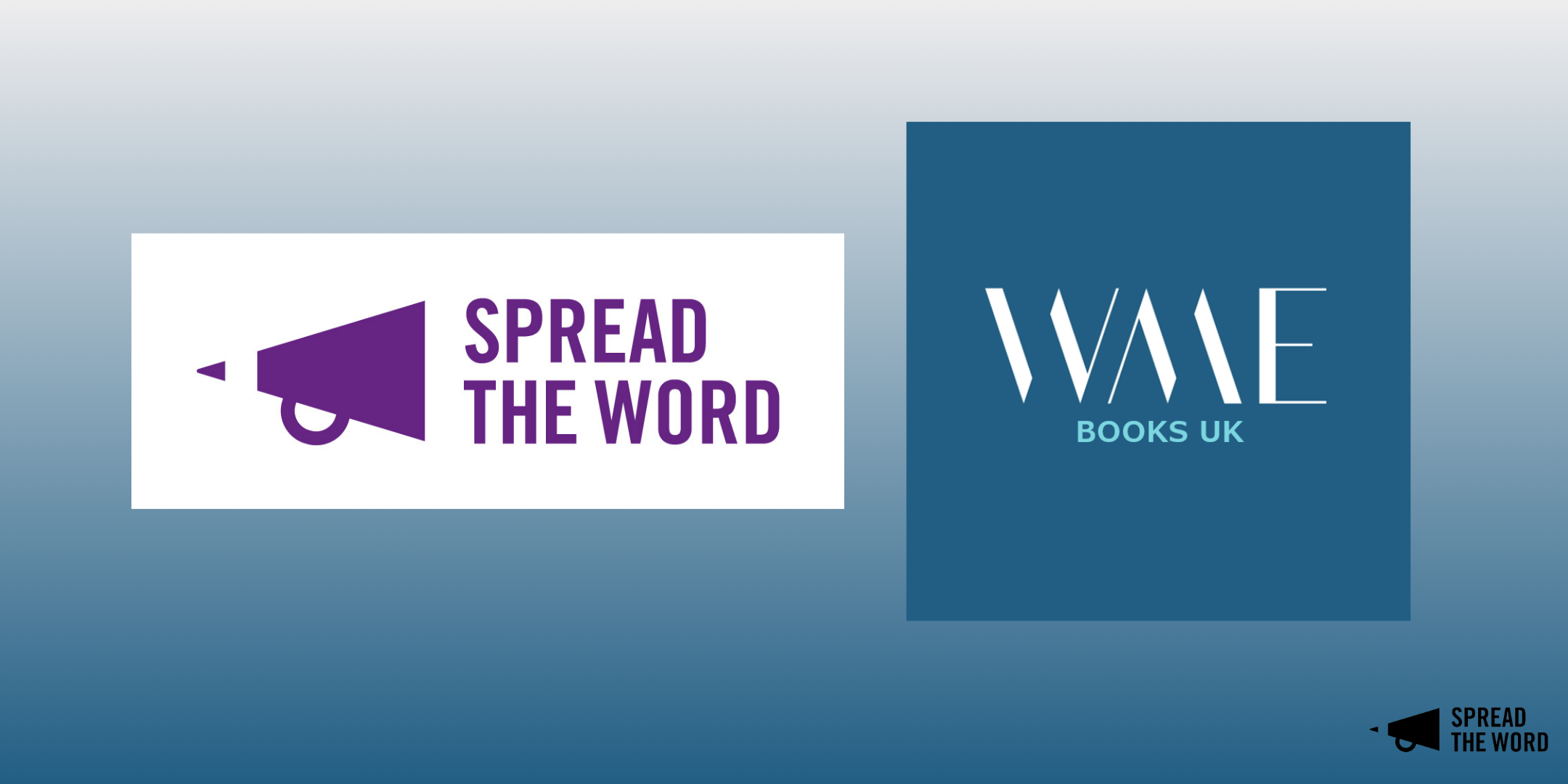 a banner with a purple Spread the Word logo and a blue WMB logo